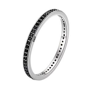 925 Sterling Silver Black CZ Band Ring